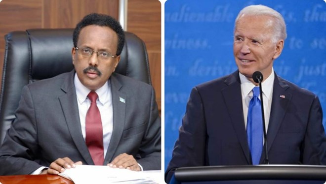 Farmaajo Biden u hambalyeeyay